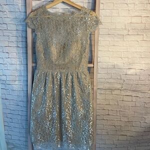Silver Aidan Mattox Cocktail Dress